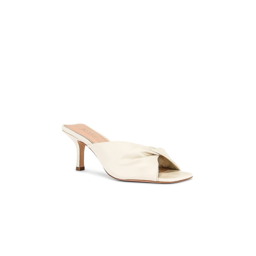 RAYE Dane Heel in Bone White cream leather kitten heel open toe slipper mule - Picture 8 of 9